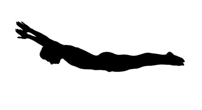 Silhouette of a swimmer diving on white background - Powered by Adobe