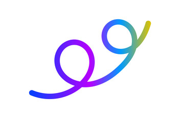 Colorful gradient swirl line for modern abstract design, decorative elements, and digital graphic overlays. Isolated on transparent background