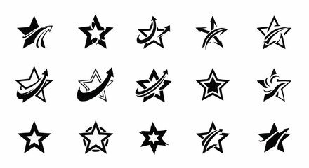 black and white icons set