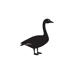 Elegant silhouette of a standing goose against a minimalistic background during daylight
