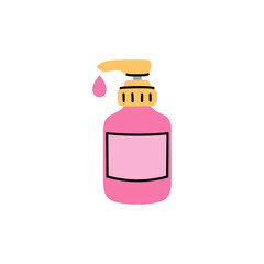 Pink Soap Dispenser with Golden Pump Isolated on Transparent Background Cleaning and Sanitizing