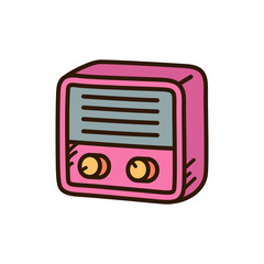 Pink Vintage Radio Isolated on Transparent Background Design for Media