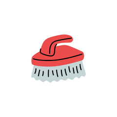 Red and White Cleaning Brush Doodle on Transparent Background for Household Tasks and Maintenance Illustrations