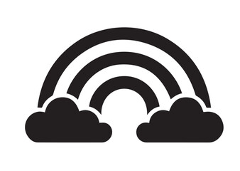 Obraz premium Rainbow in clouds Icon, Rainbow in clouds Black vector Design