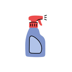 Sprayer Bottle Illustration with Red Nozzle and Lavender Container on Transparent Background for Cleaning or Disinfectant Product