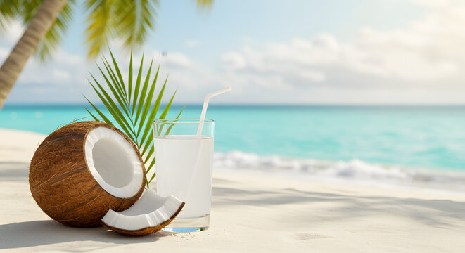 Seaside Hydration: Coconut and Juice at the Beach