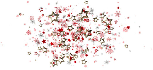 Elegant Christmas background with red, gold stars and snowflakes. Perfect for holiday greetings, invitations, and festive designs. Use for seaso