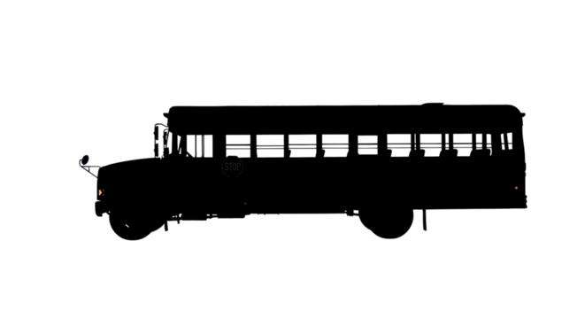 Silhouette of school bus for transport or design isolated PNG with Transparent Background