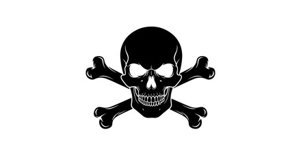 Skull and crossbones symbol of danger and mortality isolated PNG with Transparent Background