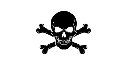 Skull and crossbones symbol of danger and mortality isolated PNG with Transparent Background