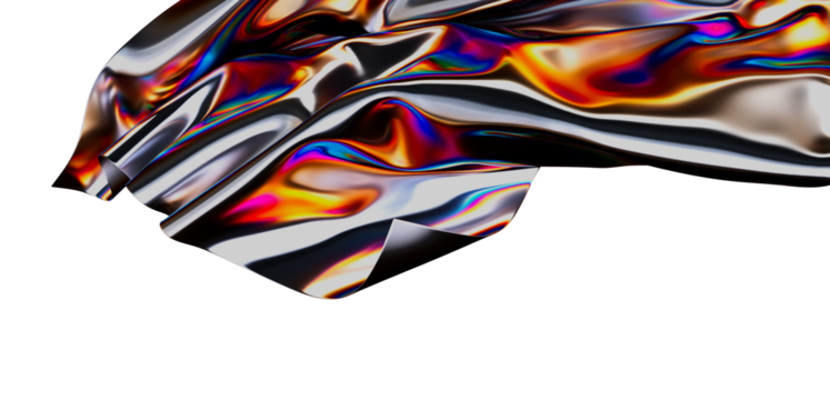 An abstract composition of iridescent fabric with smooth flowing waves and vibrant colors. This image is perfect for backgrounds and design elem