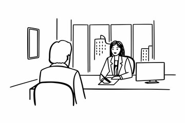 Mature Indian applicant passing job interview in company office