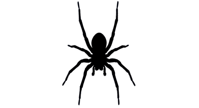 Silhouette of a spider seen from above isolated PNG with Transparent Background