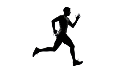 Silhouette of a man running in motion isolated PNG with Transparent Background