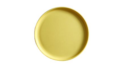 Empty, round, mustard-yellow plate