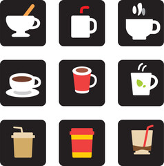 Coffee and Beverage Mug Icon Set