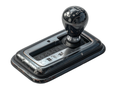 Close-up of a weathered car gear shift