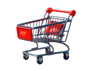 Red and silver shopping cart graphic