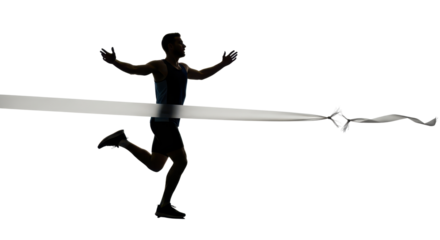 Man running and winning a race isolated PNG with Transparent Background