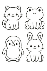 Funny Cartoon Animal Icon Set Illustration