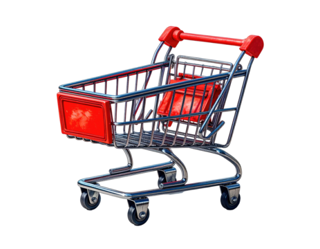 Red and silver shopping cart graphic