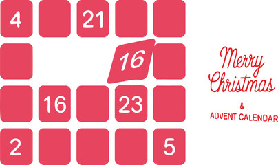 Close up of a christmas advent calendar with number sixteen being opened
