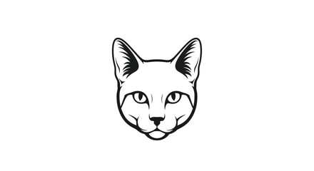Black and white illustration of a cat head feline animal