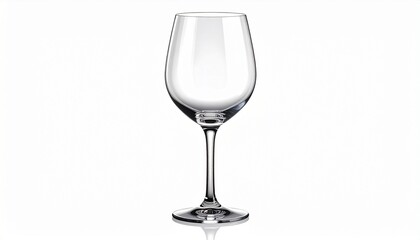 A realistic crystal wine glass with transparent reflections and elegant stem isolated on white background
