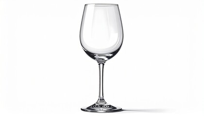 A realistic crystal wine glass with transparent reflections and elegant stem isolated on white background
