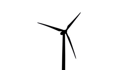 Wind turbine silhouette for eco energy concepts isolated PNG with Transparent Background