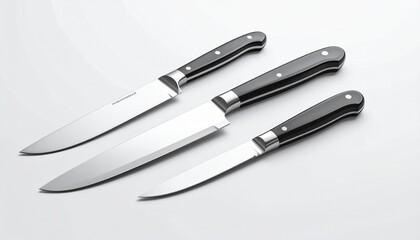 A realistic butter knife and bread knife set with stainless steel handles isolated on white background
