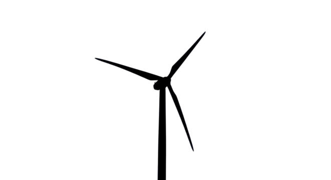 Wind turbine silhouette for eco energy concepts isolated PNG with Transparent Background