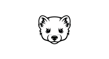 Black and white illustration of a ferret head animal