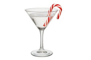 Christmas cocktail with candy cane, holiday drink concept