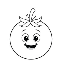Cute Tomato Coloring Page for Kids