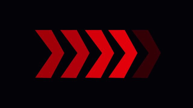 glowing neon Arrow sci fi action looped animation right direction sign on black background