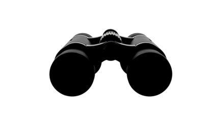 Close-up of black binoculars for exploration and discovery isolated PNG with Transparent Background