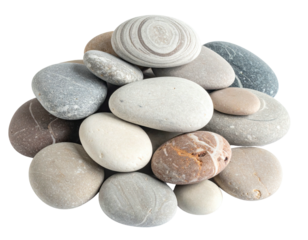 Smooth, rounded stones in a cluster