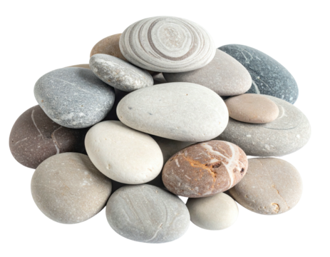Smooth, rounded stones in a cluster