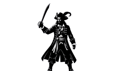 Pirate holding a sword illustration isolated PNG with Transparent Background