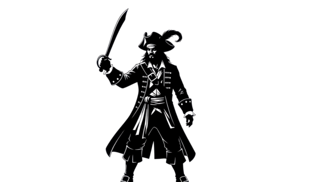 Pirate holding a sword illustration isolated PNG with Transparent Background