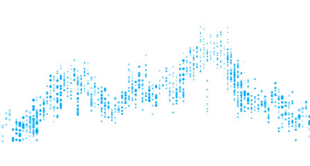 Abstract dotted financial graph chart sparkling background. Vector minimal tech design