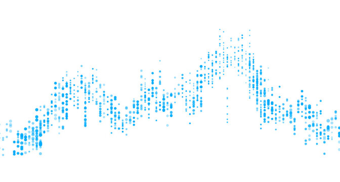 Abstract dotted financial graph chart sparkling background. Vector minimal tech design