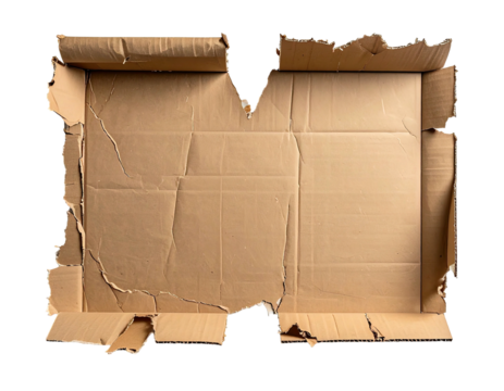 Empty, torn cardboard box