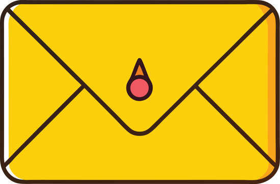 Bright yellow email envelope alert icon vector illustration scalable eps for digital communication alerts transparent background