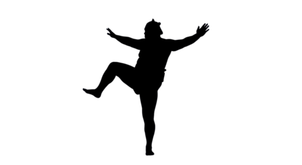 Silhouette of a Sumo Wrestler in Shikona Stance isolated PNG with Transparent Background