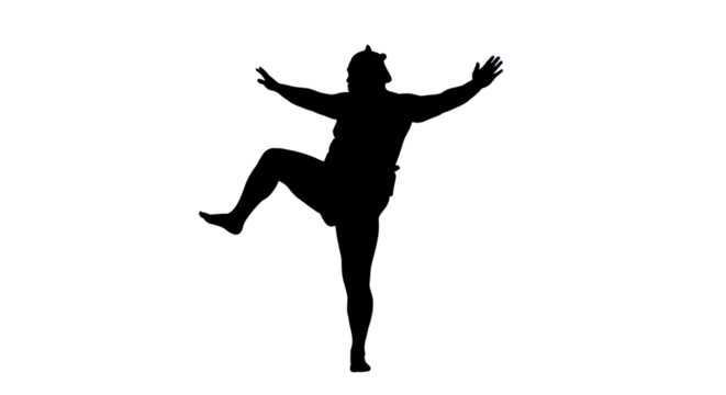 Silhouette of a Sumo Wrestler in Shikona Stance isolated PNG with Transparent Background