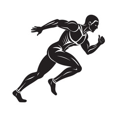 Runner Sprinting On Track Silhouette Vector
