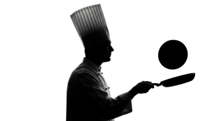 Chef tossing pancake in the air isolated PNG with Transparent Background