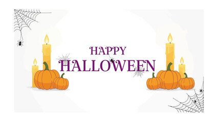 Spooky Season Greetings: Festive Halloween composition featuring glowing candles and cheerful pumpkins with the celebratory message. Capturing the joyful essence of Halloween